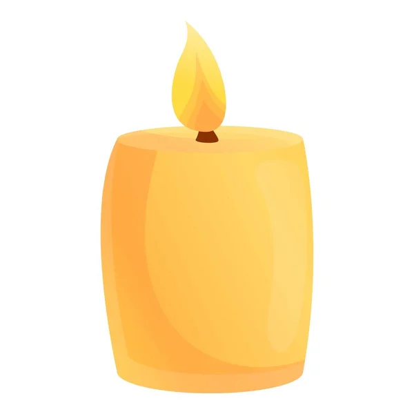 Burning candle icon, cartoon style — Stock Vector