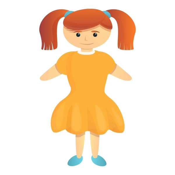 School girl doll icon, cartoon style — Stock Vector