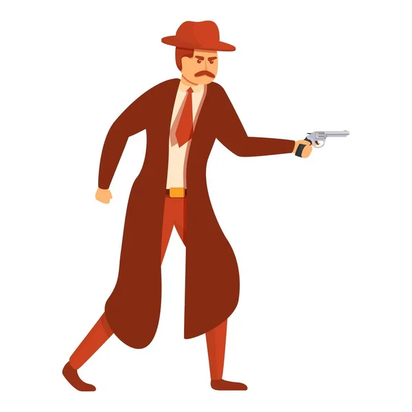 Investigador con icono de pistola, estilo de dibujos animados — Archivo Imágenes Vectoriales