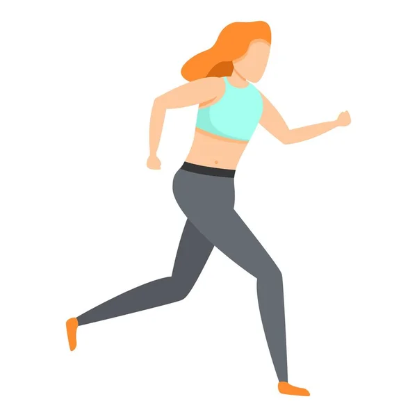 Menina correndo no ícone leggings, estilo dos desenhos animados — Vetor de Stock
