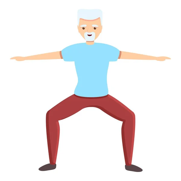 Icona di esercizio fisico senior, stile cartone animato — Vettoriale Stock
