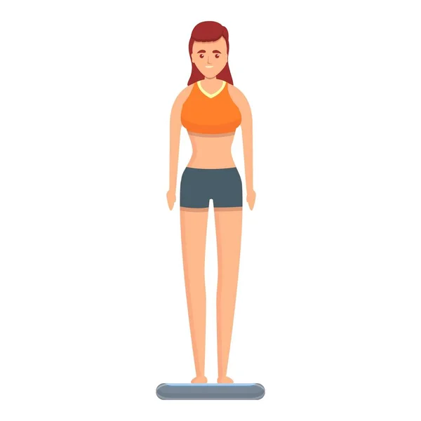 Sport ragazza su bilancia icona, stile cartone animato — Vettoriale Stock