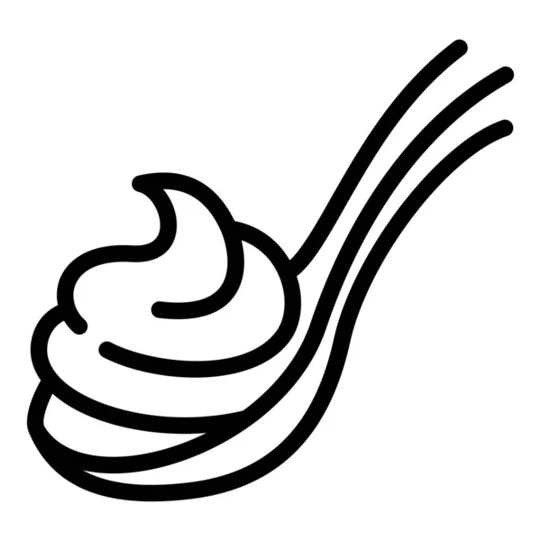 Cuillère à beurre d'arachide icône, style contour — Image vectorielle