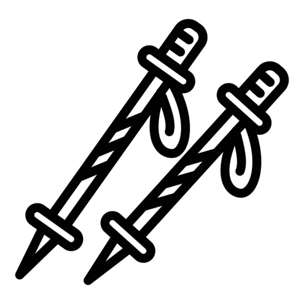 Значок с лыжными палочками, стиль контура — стоковый вектор