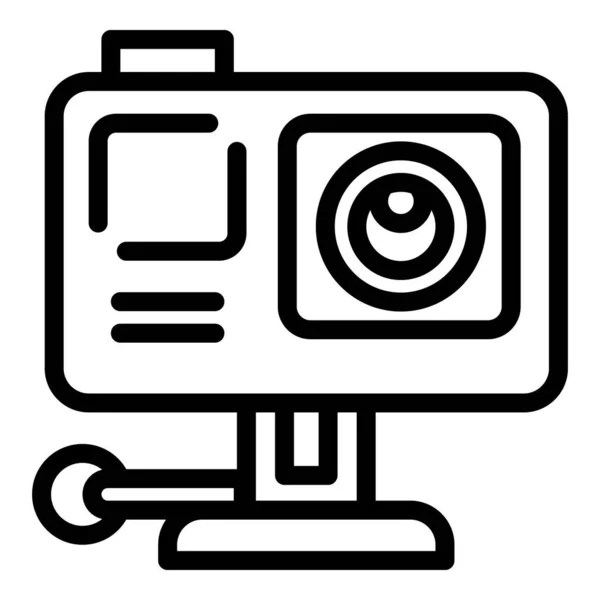 Icône de caméra d'action, style contour — Image vectorielle