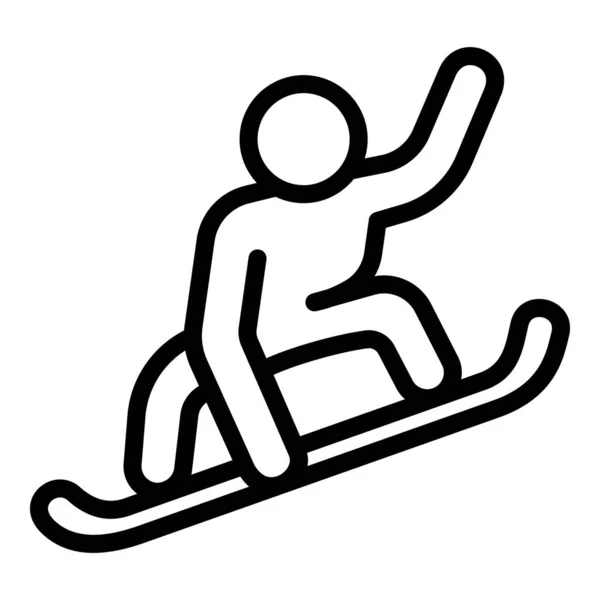 Homme icône de snowboard, style contour — Image vectorielle