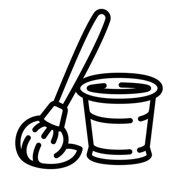 Mop bucket icon, outline style — Stock Vector