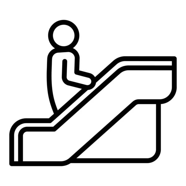 Hombre en el icono de la escalera mecánica, el estilo del esquema — Archivo Imágenes Vectoriales