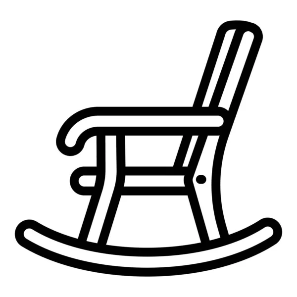 Fauteuil à bascule en bois icône, style contour — Image vectorielle