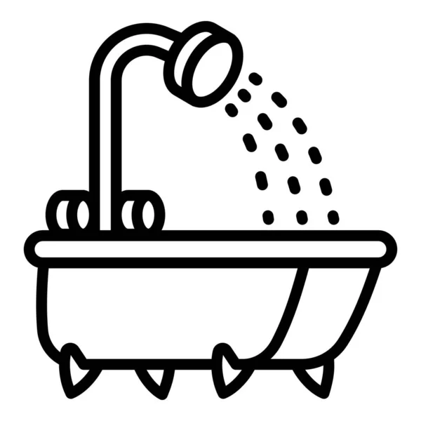 Dusche Badewanne Symbol, Umriss Stil — Stockvektor