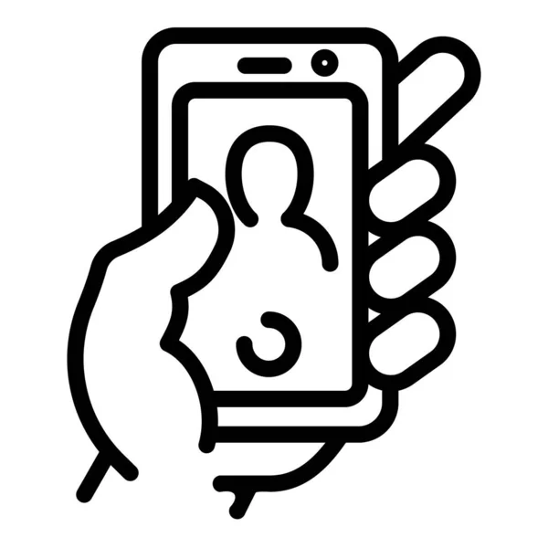Icône selfie Smartphone, style contour — Image vectorielle