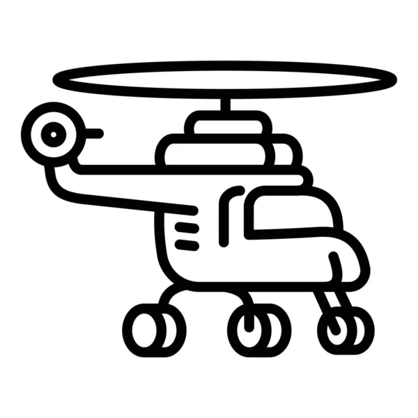 Иконка летного вертолета, стиль контура — стоковый вектор