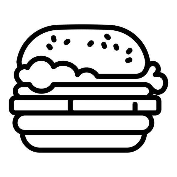 Americká ikona burger, obrys stylu — Stockový vektor