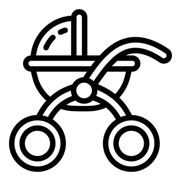 Baby kinderwagen icoon, omtrek stijl — Stockvector