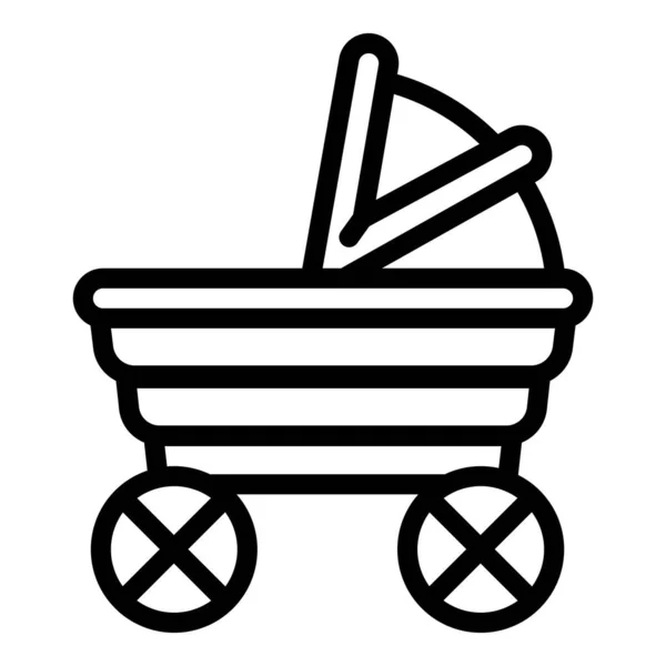 Иконка с коляской, стиль контура — стоковый вектор