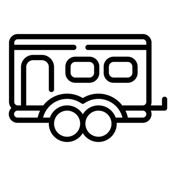Rv aanhangwagen pictogram, omtrek stijl — Stockvector