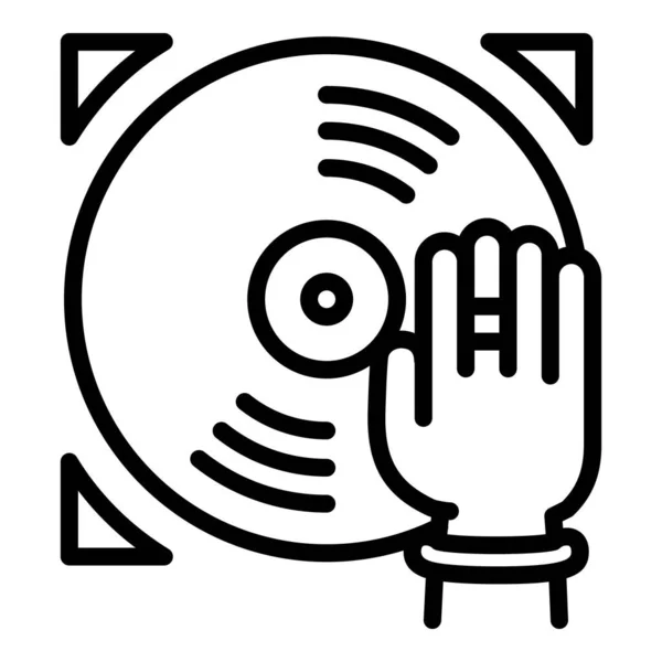 Dj icono de disco de vinilo, estilo de esquema — Vector de stock