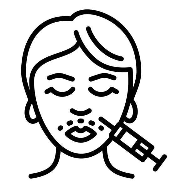 Icona del viso della siringa di sollevamento, stile contorno — Vettoriale Stock