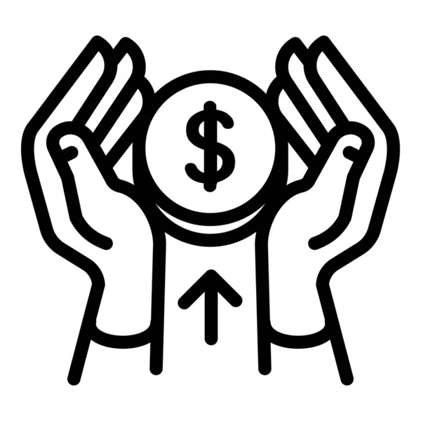 Dê ícone de moedas de dinheiro de depósito, estilo esboço — Vetor de Stock