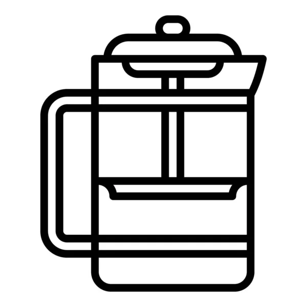 Icône de presse en verre de café, style contour — Image vectorielle