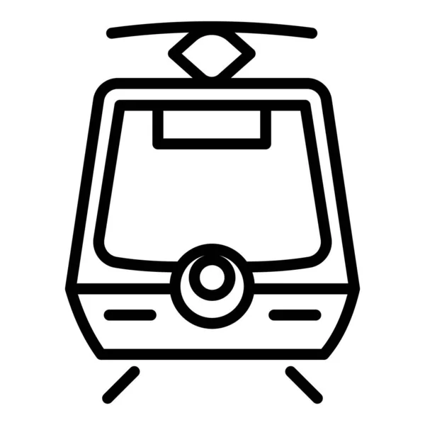 路面電車のアイコン、アウトラインスタイル — ストックベクタ