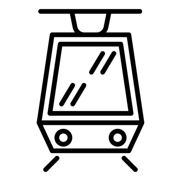 Moderne tram auto pictogram, omtrek stijl — Stockvector