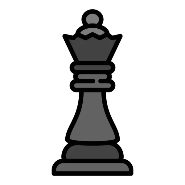 Schachkönigin-Ikone, Outline-Stil — Stockvektor