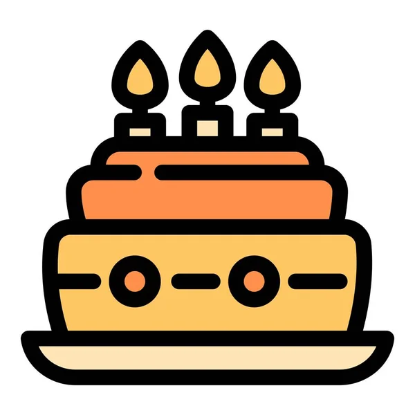 Icono de fiesta de pastel de cumpleaños, estilo de esquema — Vector de stock