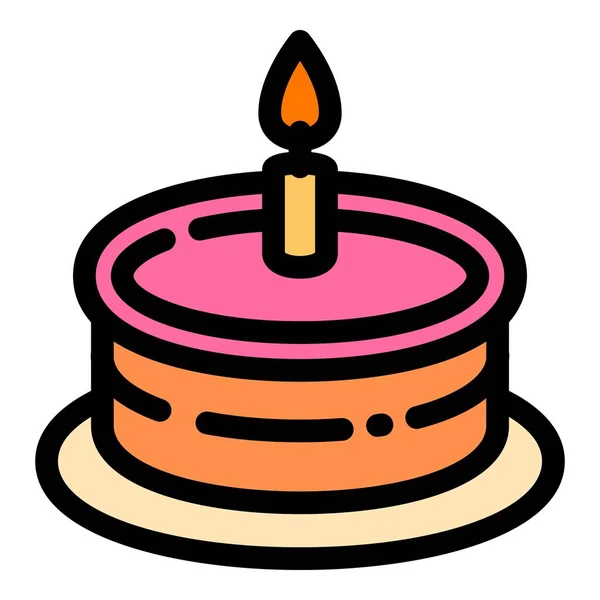 Un icono de la torta de vela, estilo de contorno — Archivo Imágenes Vectoriales