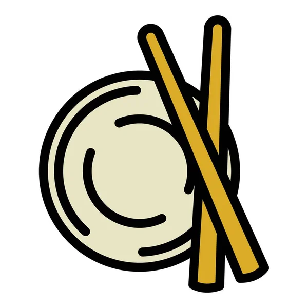寿司碗棒图标,轮廓风格 — 图库矢量图片