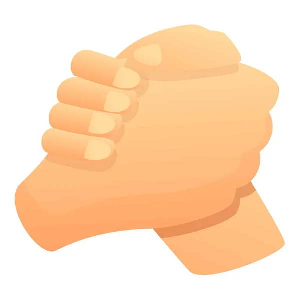 Handshake icône de lutte bras de fer, style dessin animé — Image vectorielle