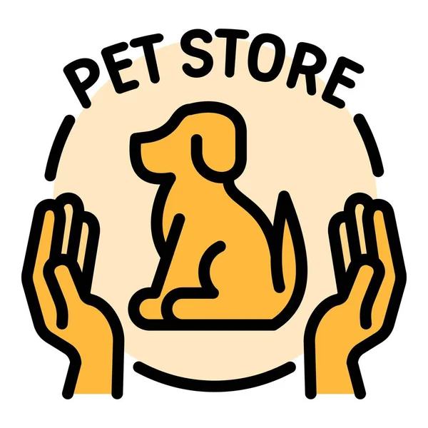 Κρατήστε το λογότυπο κατάστημα σκυλιών φροντίδας, περίγραμμα στυλ — Διανυσματικό Αρχείο
