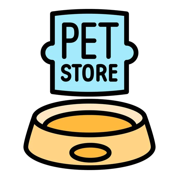 Pet store τροφίμων πιάτο λογότυπο, περίγραμμα στυλ — Διανυσματικό Αρχείο