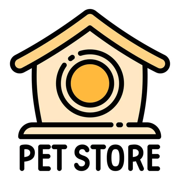 Pet store house logo, outline style — Stock Vector