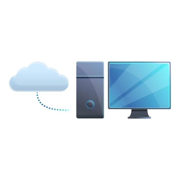 Computer-Desktop-Cloud-Access-Symbol, Cartoon-Stil — Stockvektor