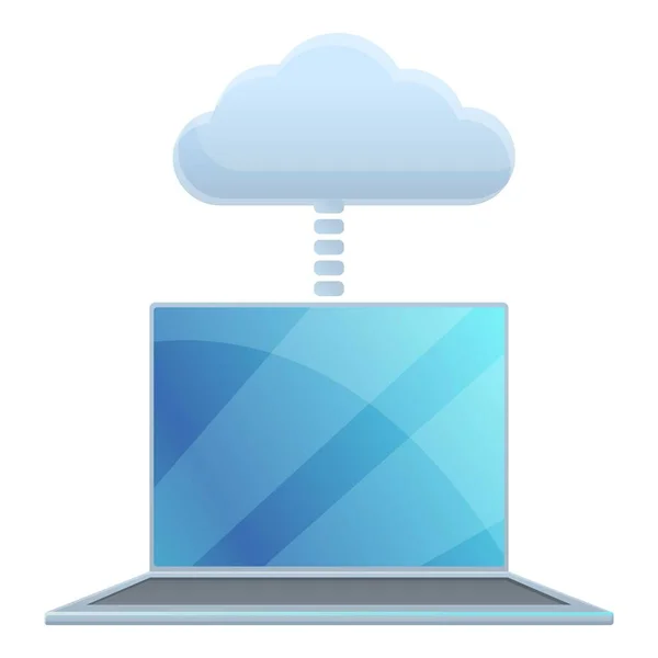 Laptop-Cloud-Access-Symbol, Cartoon-Stil — Stockvektor