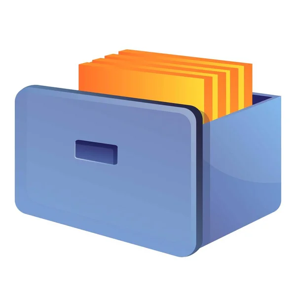 Documentos de armazenamento ícone da gaveta, estilo dos desenhos animados — Vetor de Stock