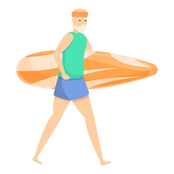 Sörfçü yaşlı adam simgesi, çizgi film tarzı — Stok Vektör