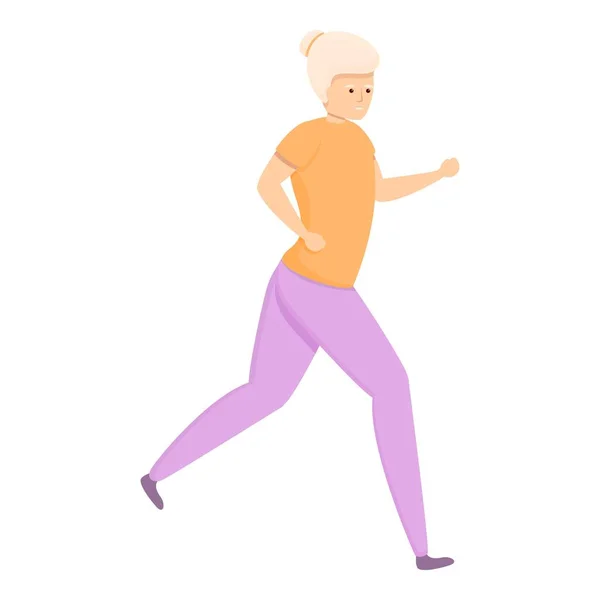 Icono de mujer vieja corriendo, estilo de dibujos animados — Vector de stock