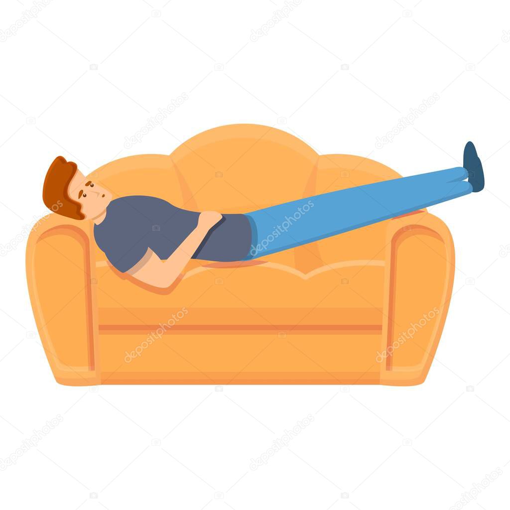 Habit rest on sofa icon, cartoon style