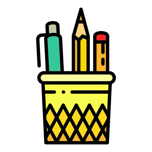 Ceruza tok üveg ikon, körvonalazott stílus — Stock Vector