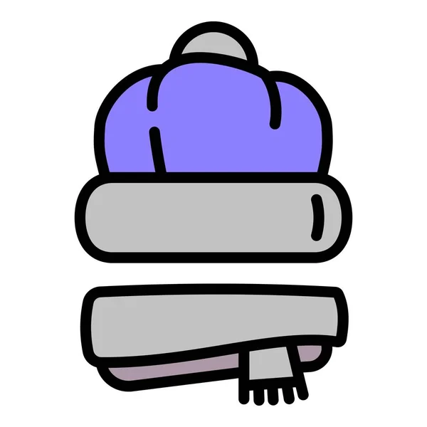 Roupa de cabeça de inverno e ícone de cachecol, estilo esboço — Vetor de Stock