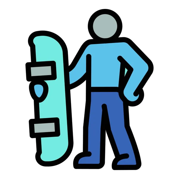 Skigebiet Snowboard Man Ikone, Outline-Stil — Stockvektor
