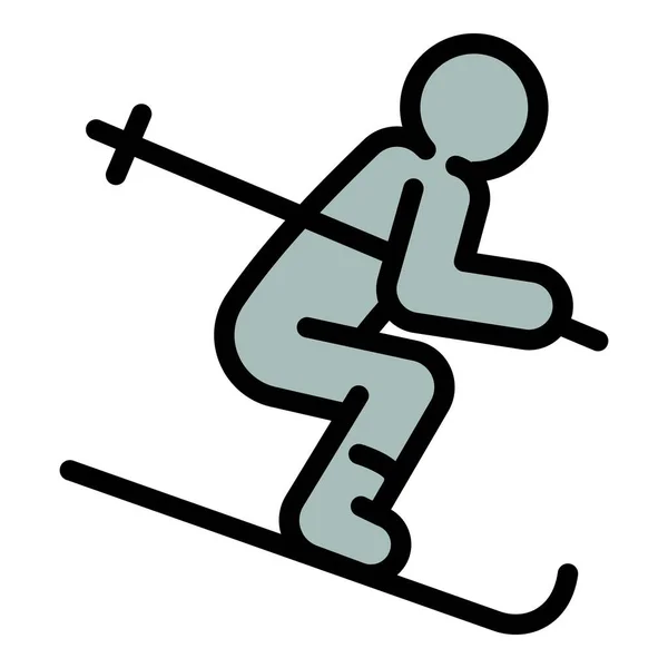 滑雪者图标，轮廓风格 — 图库矢量图片