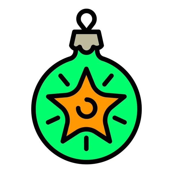 クリスマスグリーンボールツリーのおもちゃのアイコン、アウトラインスタイル — ストックベクタ