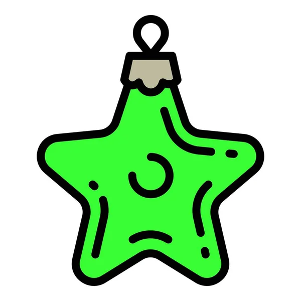 クリスマスグリーンスターツリーのおもちゃのアイコン、アウトラインスタイル — ストックベクタ