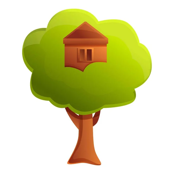 Garden tree house icon, cartoon style — Stock Vector