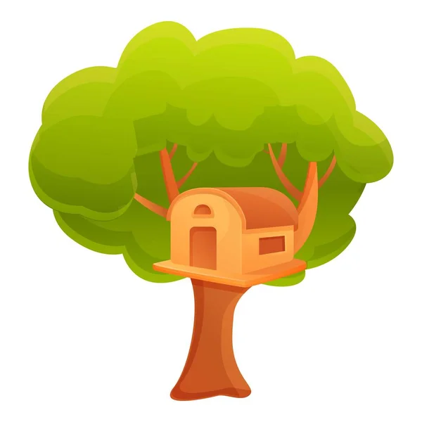 Summer tree house icon, cartoon style — Stock Vector