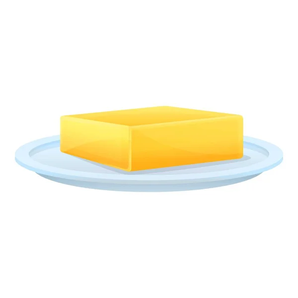 Granja placa de mantequilla icono, estilo de dibujos animados — Vector de stock