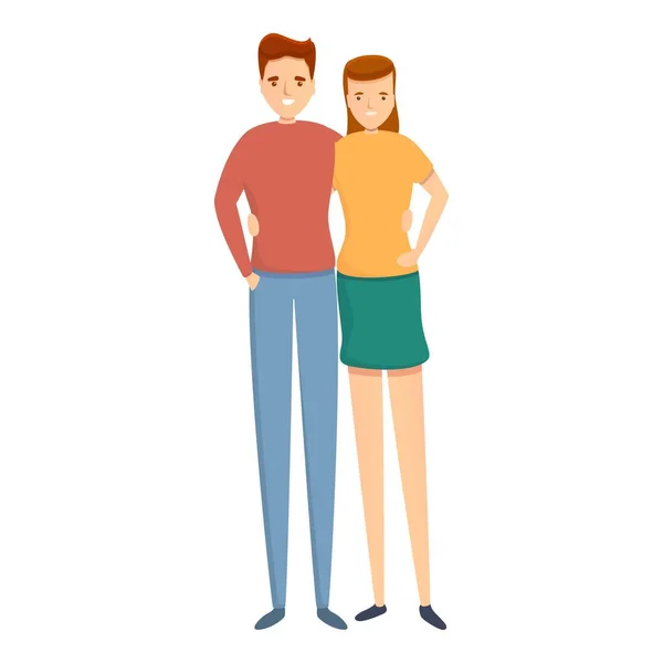 Sorridente coppia relazione icona, stile cartone animato — Vettoriale Stock